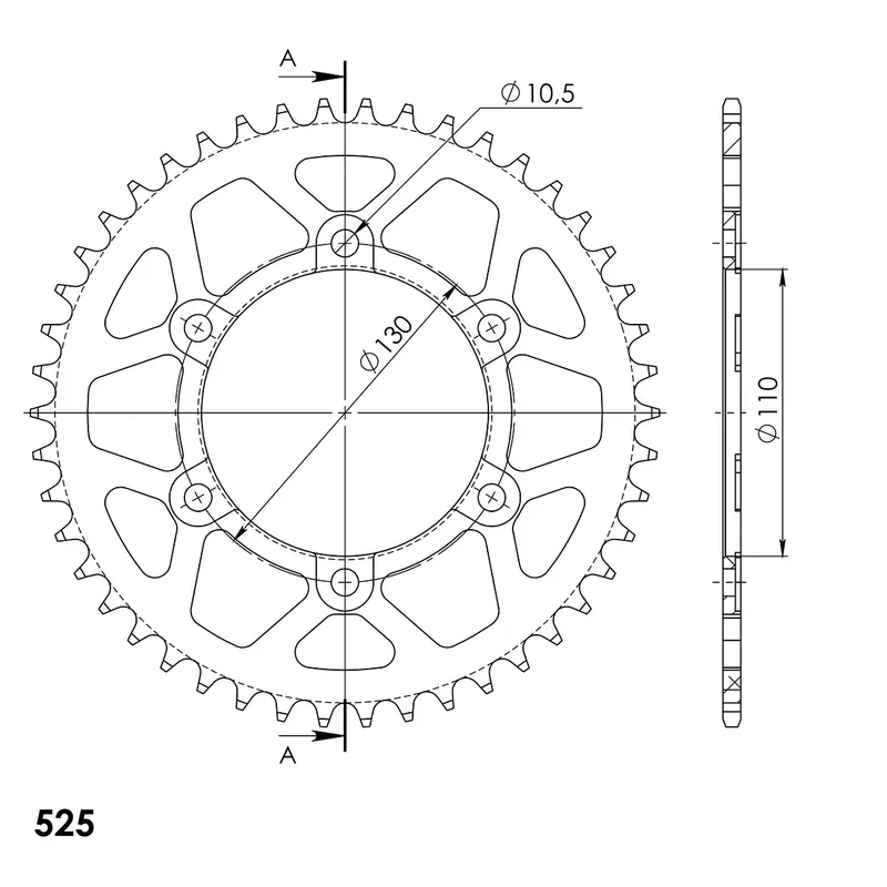 Zertifiziert Supersprox Alu-Kettenrad 525 46Z (Blau)