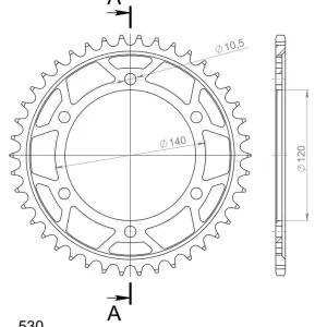 Versand Am Gleichen Tag Supersprox Stahl-Kettenrad 530 42Z (Schwarz)