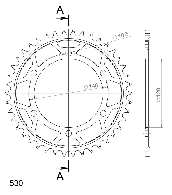 Versand Am Gleichen Tag Supersprox Stahl-Kettenrad 530 42Z (Schwarz)