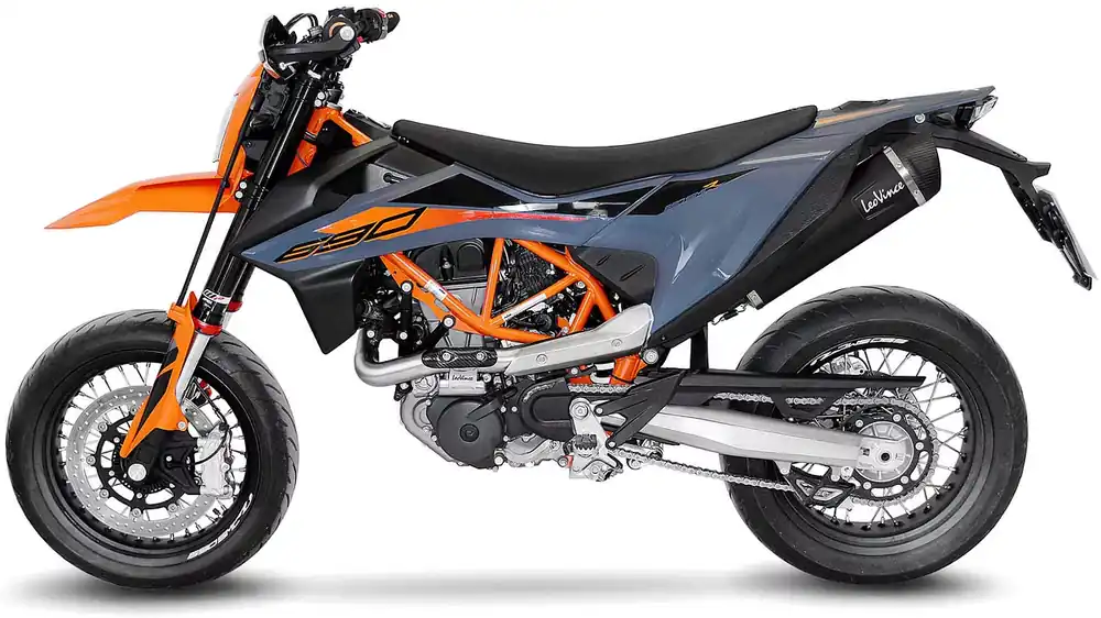LeoVince Komplettanlage Edelstahl SBK NERO für KTM 690 SMC R / ENDURO / GAS GAS ES/SM 700 mit Katalysator Neu Im Sortiment