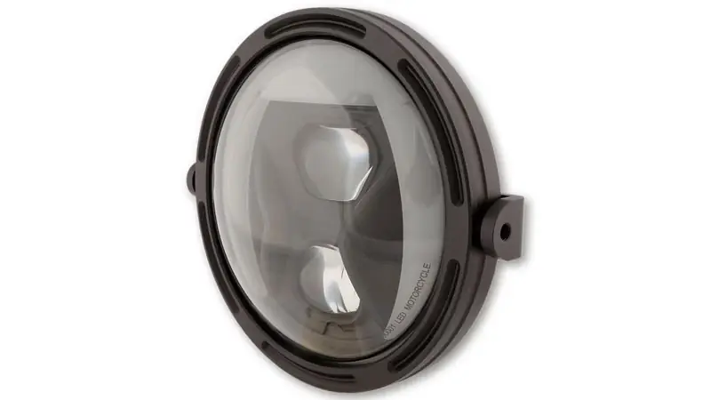 HIGHSIDER pro 7 Zoll Scheinwerfer Frame-R1 Typ 8 LED Schwarz Rauch Reflektor, Seitliche Befestigung Zertifiziert