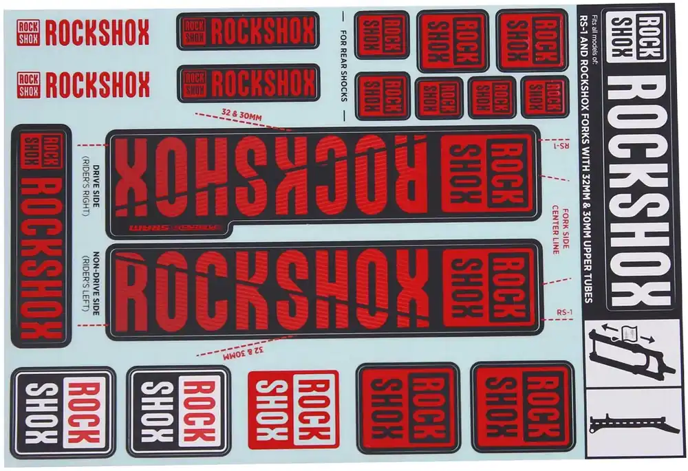 Neue Kollektion RockShox Dekor Set Ø 30 / 32 mm rot