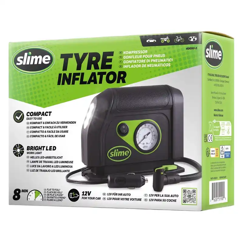 Highlight SLIME Kompressor 12V mit Analog-Manometer und LED-Licht