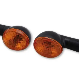 Super-Preis HIGHSIDER smart Oval Glühlampen Mini-Blinker Gehäuse Schwarz / Linse Orange (Paar), Vorn & Hinten