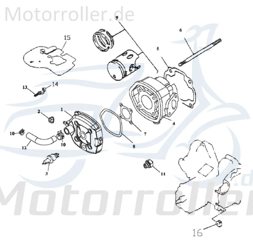 Direkt Vom Hersteller Zylinderkopfdichtung außen Adly Quad ATV 50ccm 2Takt Zylinderdeckel 50ccm-2Takt ATV 50 RS XXL LC weiß-blau UTV Ersatzteil Service