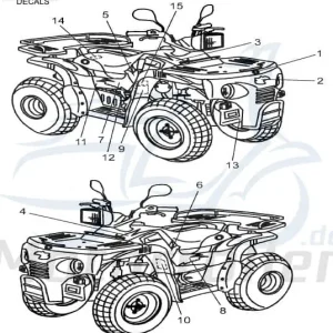 Aeon Cobra 125 RS Aufkleber ATV 125ccm 4Takt K87720-159-00F2 Tank Sticker Dekor Dekor-Aufkleber Klebeetikett Quad UTV Ersatzteil Direktkauf