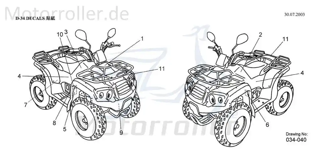 Top-Angebot Aeon Overland 180 Aufkleber Quad 180ccm 4Takt K87769-131-000 Sticker Dekor Dekor-Aufkleber Klebeetikett ATV UTV Ersatzteil Service
