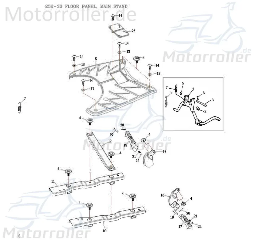 Markenprodukt Adly Panther 50 Hauptständer 50ccm 2Takt 50500-116-000 Zweibeinständer Roller-Ständer Rollerständer Mittelständer Stand-Fuß Scooter