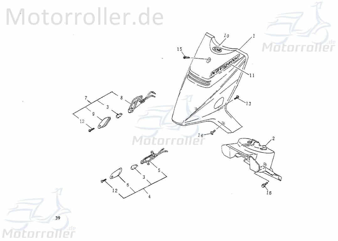 Markenware SMC Blinkergehäuse vorn rechts rechts vorn vorne 50ccm 2Takt Blinker-Abdeckung 50ccm-2Takt Scooter Ersatzteil Service Inpektion