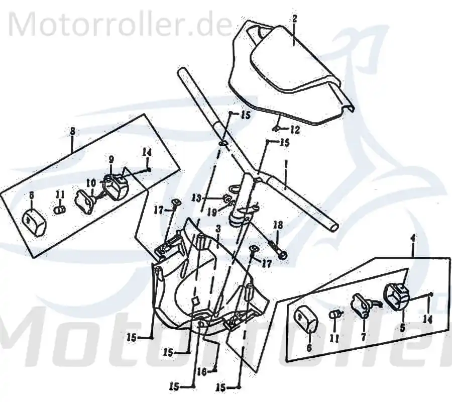 Schneller Versand Kreidler Flory RC50 C-D Lenkerverkleidung 50ccm 2Takt 55213-PAF-0028B Frontverkleidung Frontschürze Frontmaske Lenkerabdeckung Motorrad