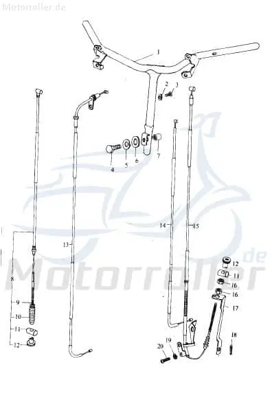 Eppella Eppelino 50 Gaszug 50ccm 2Takt QM50QW-B.-32.9-00 Seilzug Bautenzug Gasseilzug Bauten-Zug Bowden-Zug Gas-Zug Seil-Zug Scooter Jetzt Bestellen