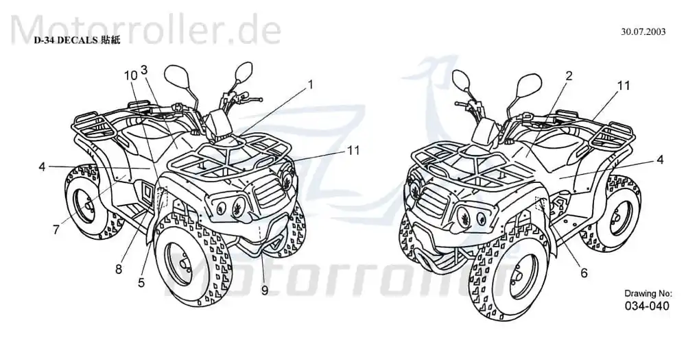 Knallerangebot Aeon Overland 180 Aufkleber Tank 180ccm 4Takt K87720-191-000 Sticker Dekor Dekor-Aufkleber Klebeetikett Quad ATV UTV Ersatzteil Service