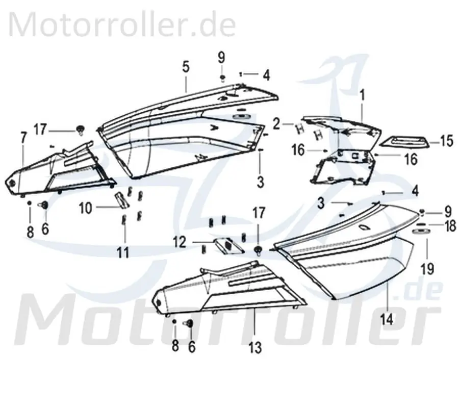 Schneller Versand Kreidler Insignio 125 2.0 Heckverkleidung 125ccm 4Takt 65605N12WC00 Seitenteil Seitenverkleidung Seitenabdeckung Heckabdeckung links