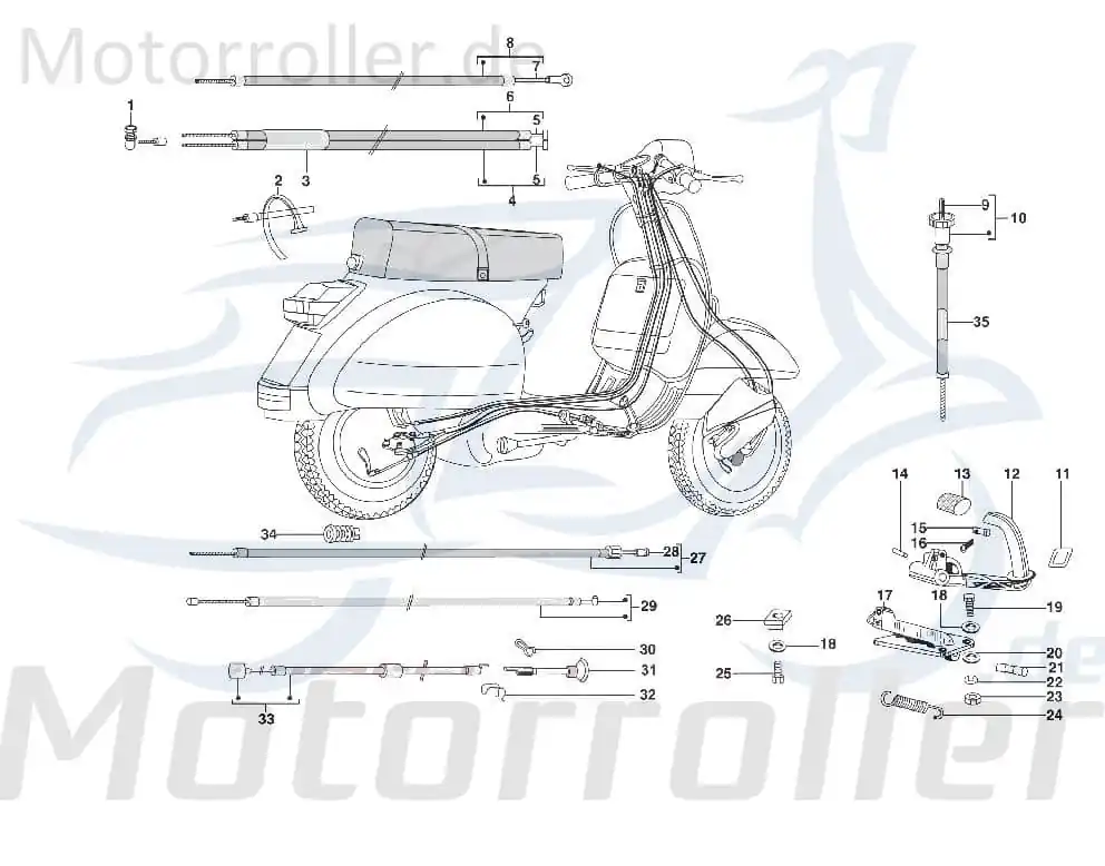Kreidler STAR Deluxe 4S 200 Kupplungszug 200ccm 4Takt 721125 Kupplungsseil Kupplungsseilzug 200ccm-4Takt Scooter LML Ersatzteil Service Günstig