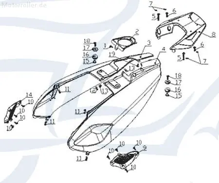 CPI Aragon 50 Club Tankabdeckung 50ccm 2Takt Q0H-63551-10-92 Tank-Cover Tankdeckel-Abdeckung Tankverkleidung Tank-Abdeckung Scooter Direktkauf