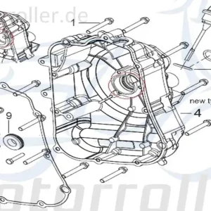 Neuheit Kreidler Insignio 250 DD Kurbelgehäusedeckel 250ccm 4Takt 169105000000 rechts Motordeckel Motorgehäusedeckel 250ccm-4Takt Scooter
