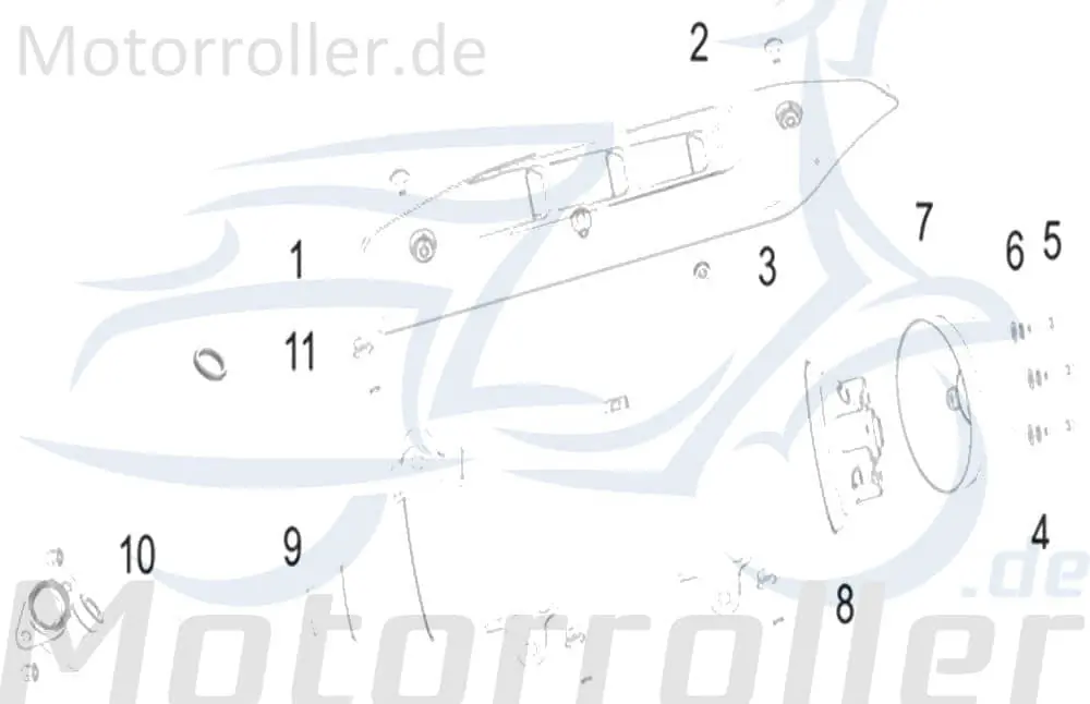 Kreidler Insignio 125 2.0 Auspuffblende 125ccm 4Takt 47760N12HU00 silber/grau Auspuffschutz Hitzeblech Auspuffabdeckung Auspuff-Blende Heißes Angebot
