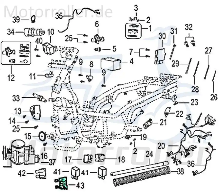 Neuheit Jonway Insignio 250 DD Kabelbaum Roller 250ccm 4Takt 750703 Kabelsatz Stromverteiler Strom-Verteiler Kabel-Set Kabelbündel Kabel-Baum