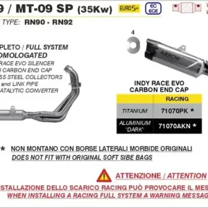 ARROW Indy Race EVO Komplettanlage passend für Yamaha MT-09 / MT-09 SP (35kW) 2024/2025 Preiswert