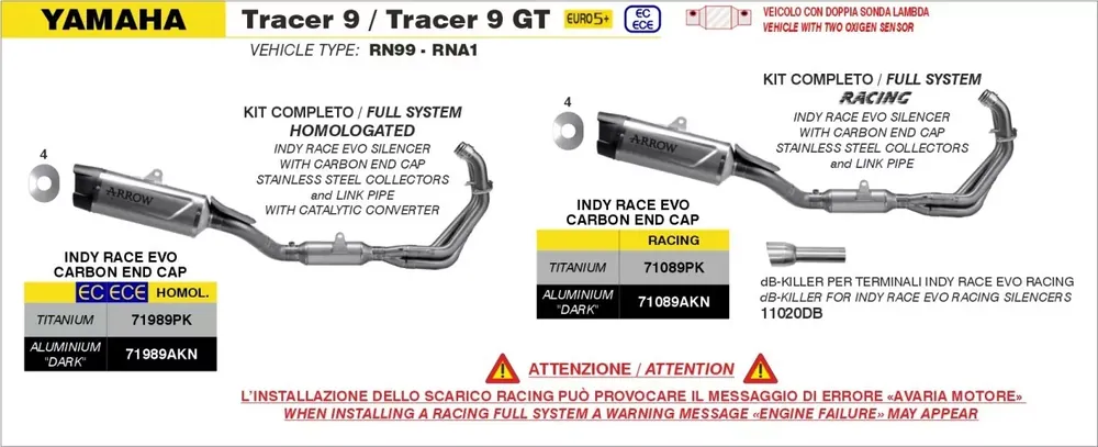 ARROW Indy Race EVO Komplettanlage Titan passend für Yamaha TRACER 9 2025 Sonderangebot