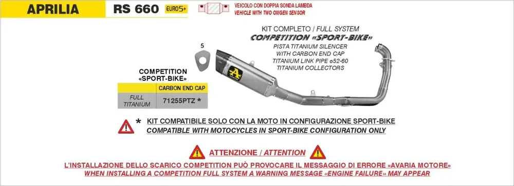 ARROW Competition SPORT BIKE Pista Volltitan passend für Aprilia RS 660 2025 Rabatt