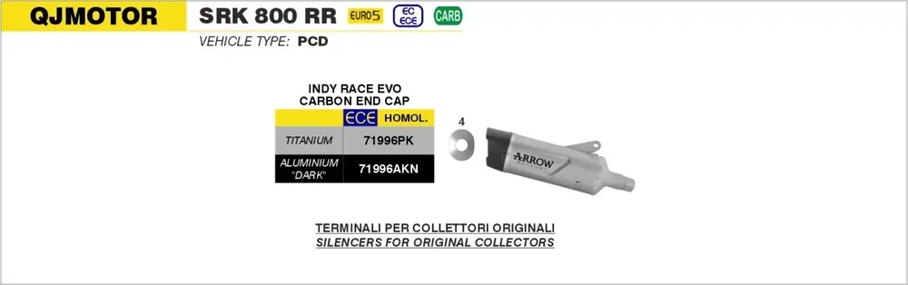 Direktkauf ARROW Indy Race EVO Endschalldämpfer passend für QJMOTOR SRK 800 RR 2025