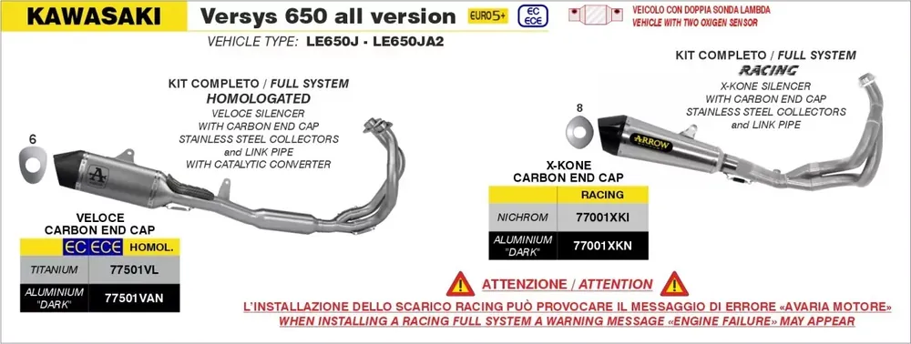 Billig ARROW X-Kone Edelstahl Auspuff passend für Kawasaki Versys 650, Ninja 650, Z 650
