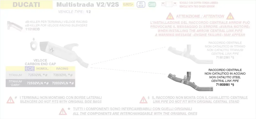 ARROW Katersatzrohr passend für Ducati Multistrada V2 / V2S 2025 Finale Aktion