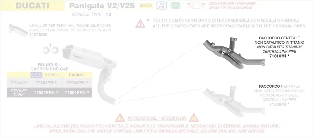 ARROW Katersatzrohr Titan passend für Ducati Panigale V2 / V2S 2025 Begrenztes Angebot