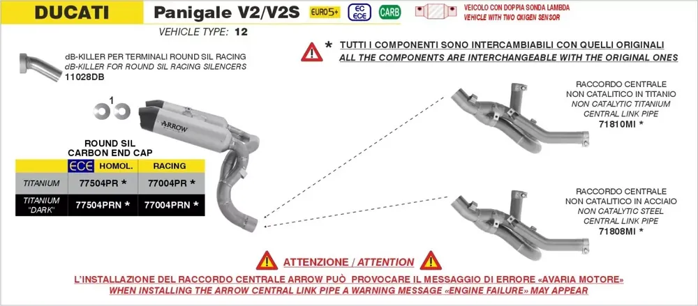 Letzte Chance ARROW Round Silencer Titan passend für DUCATI PANIGALE V2-S 2025