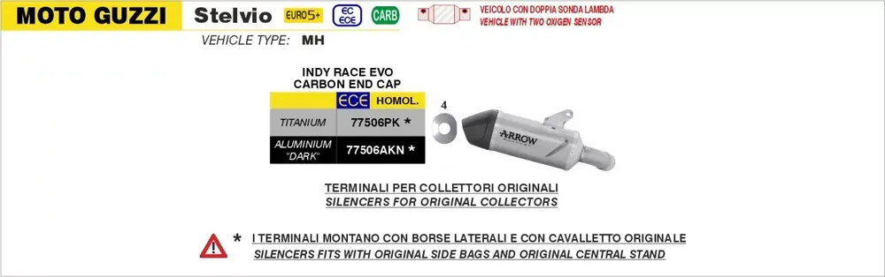 Mega-Angebot ARROW Indy Race EVO Endschalldämpfer passend für Moto Guzzi V100 Mandello & Stelvio 2025