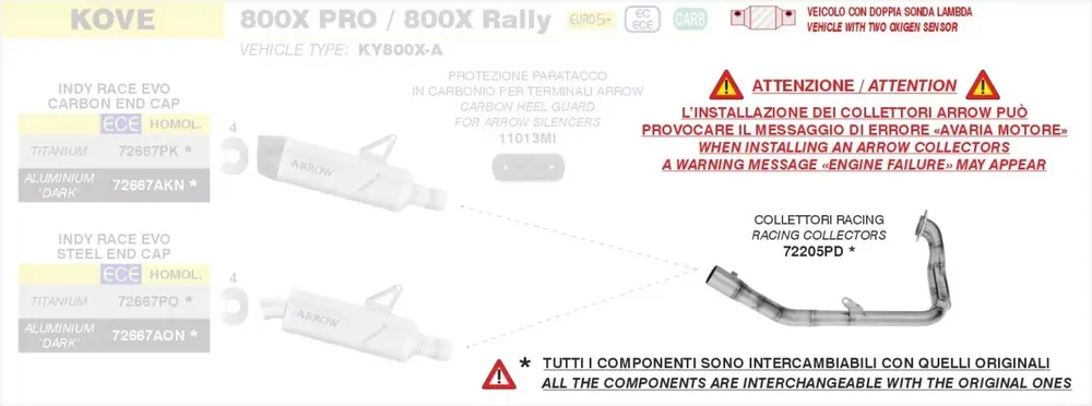 Nur Für Kurze Zeit ARROW Krümmer Edelstahl passend für KOVE 800X Rally-PRO 2025