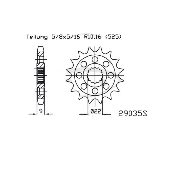 Ritzel 16Z 525 feinverzahnt Innendurchmesser 22/25 passend für Benelli TNT & Tornado Sonderaktion