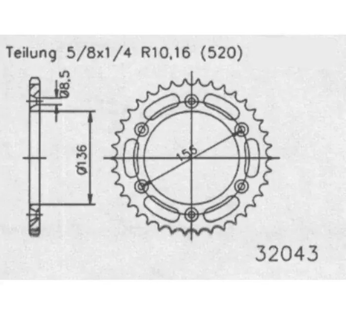 Kettenrad 50-32152-45 45Z 520 passend für Ducati Panigale Kracherpreis