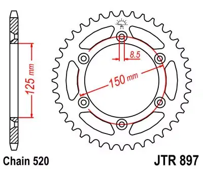 Sale Kettenrad 46Z passend für 520 SW Innen Ø 125 Lochkreis 150