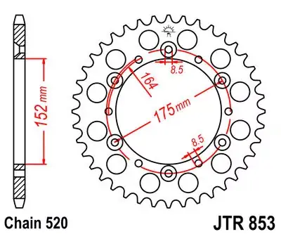 Kettenrad 40Z passend für 520 SI Innen Ø 152 mm Lochkreis 175 mm Top-Angebot
