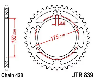 Kettenrad 51Z 428 Innen Ø 152 Lochkreis 175 passend für Yamaha DT125R WR125R Direkt Vom Hersteller