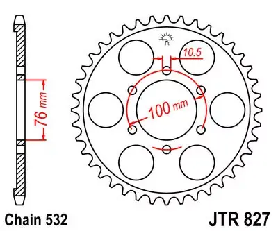 Kettenrad 43Z 532 SI Innen Ø 76 Lochkreis 100 Markenprodukt