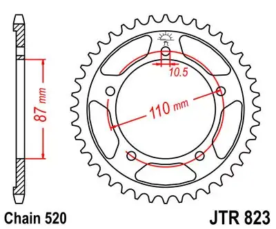 Zertifiziert Kettenrad 46Z 520 SW Innen Ø 87 mm Lochkreis 110