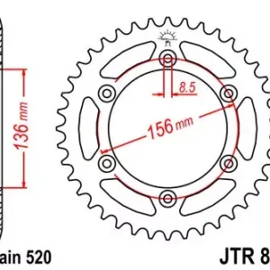 Ausverkauf Kettenrad 44Z passend für 520 SW Innen Ø 136 Lochkreis 156
