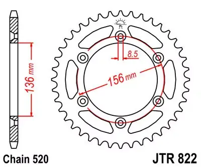 Kettenrad 49Z passend für 520 SW Innen Ø 136 Lochkreis 156 Must-Have