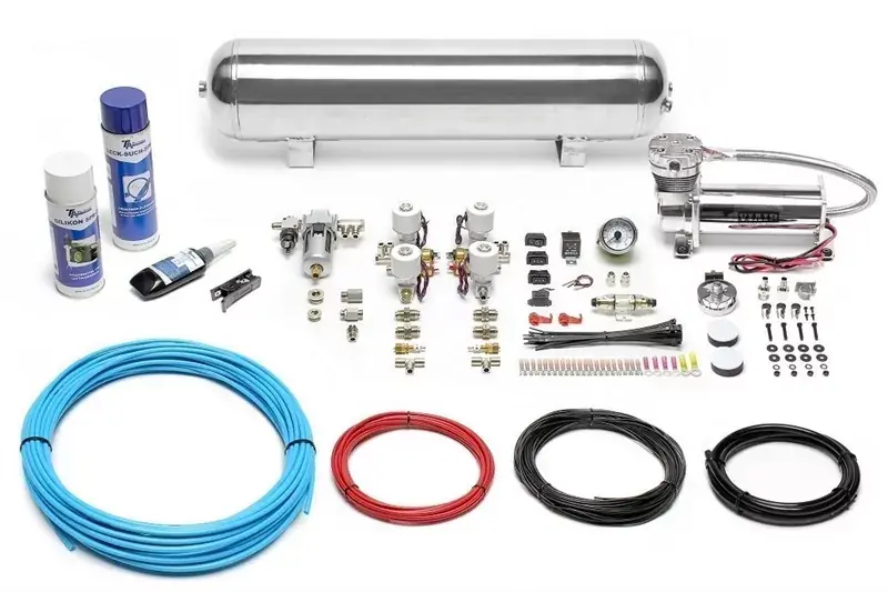 Top-Seller TA Technix Lufterzeugungskit 480er Viair Kompressor / 19L Chromtank / Anzeige Weiß / Schlauch Hell Blau