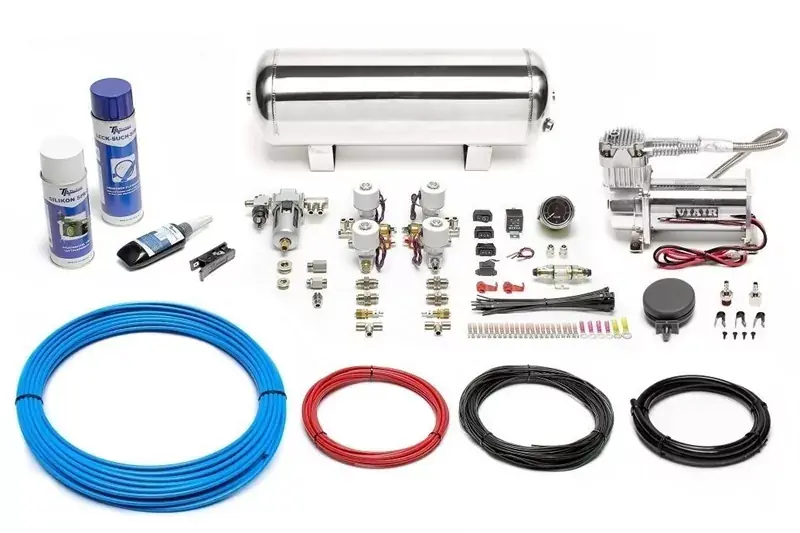 Letzte Chance TA Technix Lufterzeugungskit 380er Viair Kompressor / 11,5L Chromtank / Anzeige Schwarz / Schlauch Blau