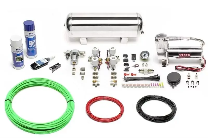 Top-Preis TA Technix Lufterzeugungskit 444er Viair Kompressor / 11,5L Chromtank / Anzeige Weiß / Schlauch Grün