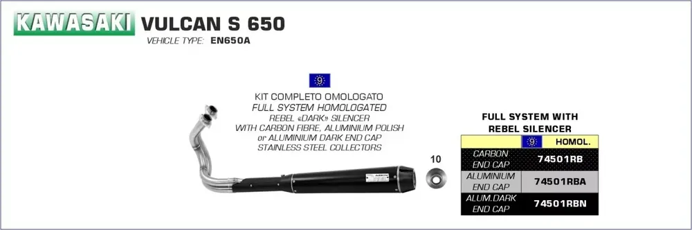 Highlight Arrow Rebel Komplettanlage passend für Kawasaki Vulcan S 650 14/16