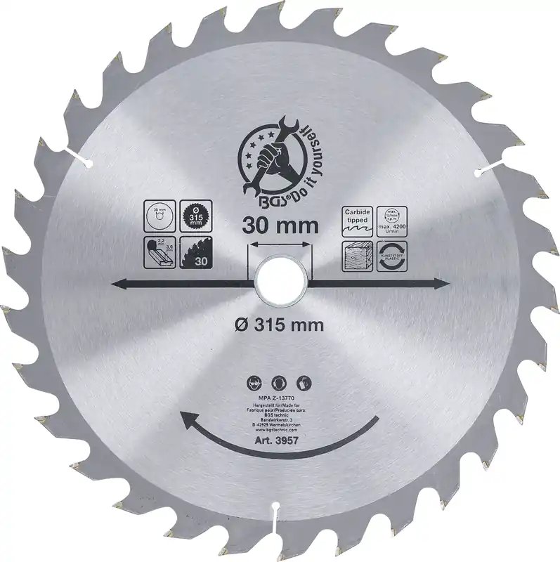 Hartmetall-Kreissägeblatt Ø 315 x 30 mm mit 30 Zähnen Sale