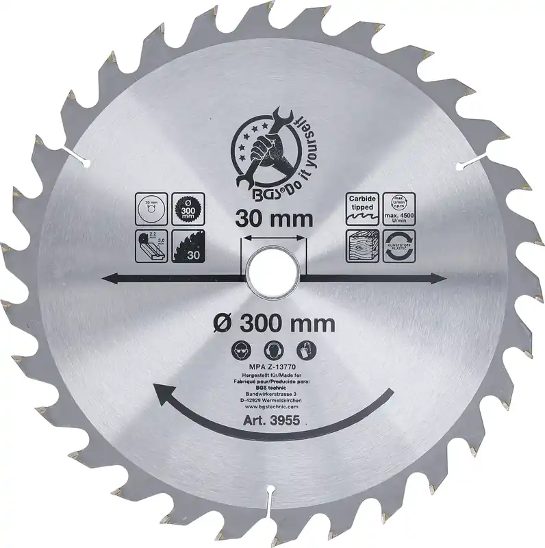Schneller Versand Hartmetall-Kreissägeblatt Ø 300 x 30 mm 30 Zähne