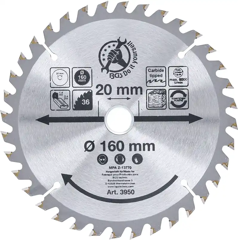 Top-Angebot Hartmetall-Kreissägeblatt Ø160 x 20 mm mit 36 Zähnen