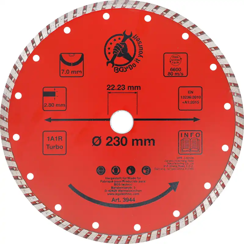 Sonderaktion Turbo-Trennscheibe Ø 230 mm für Trockenschnitt
