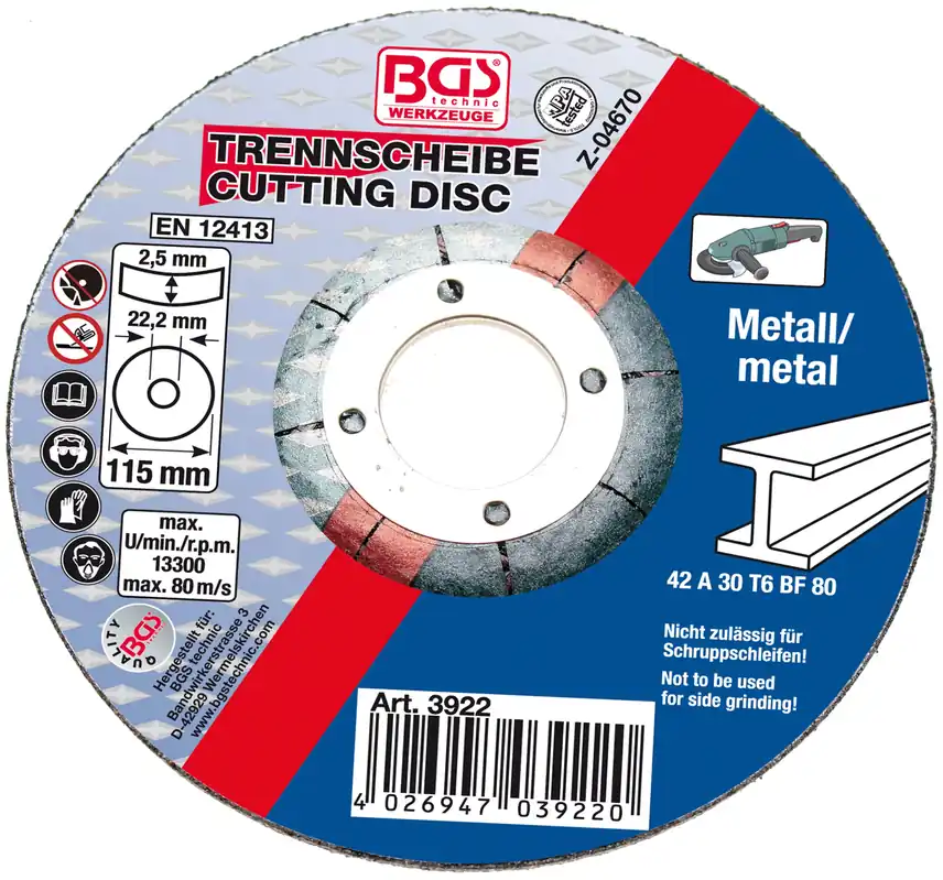 Trennscheibe für Metall Ø115 x 2,5 mm Typ 42 Neu Im Sortiment